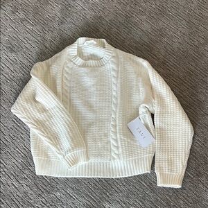 Tavi Women's White Cable Knit Turtleneck Sweater